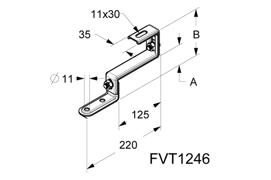 Staffa per tetti a falda regolabile stampata in acciaio inox FVT1246