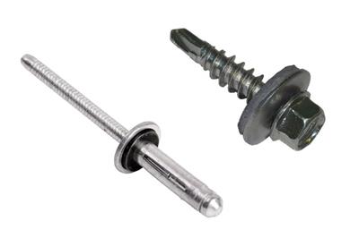 Self-threading screws and dome head bulb-tites rivet  stainless steel bracket