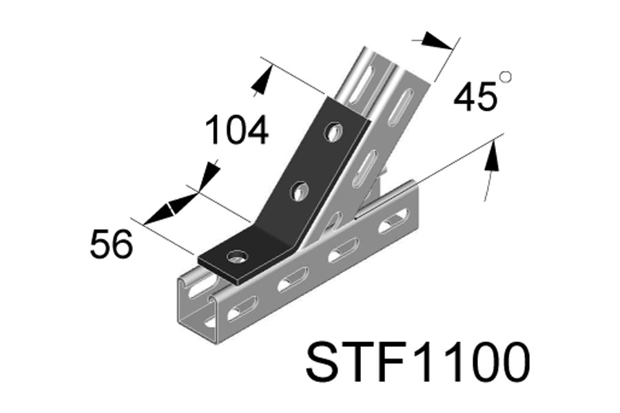 Staffa in acciaio zincata a caldo angolo 45° STF1100 
